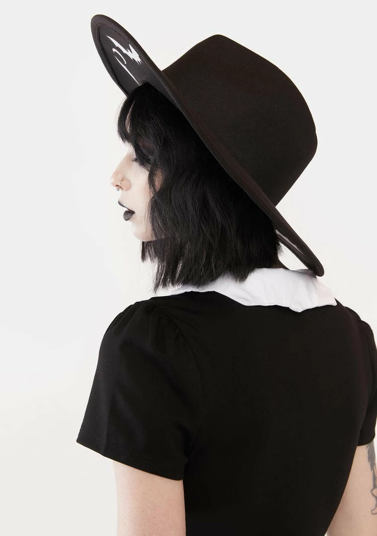 Best Sale ❤️ The Grave 👧 Girls Coven Girl Wide Brim Hat Hats ⭐ 5 The Grave Girls Coven Girl Wide Brim Hat Hats