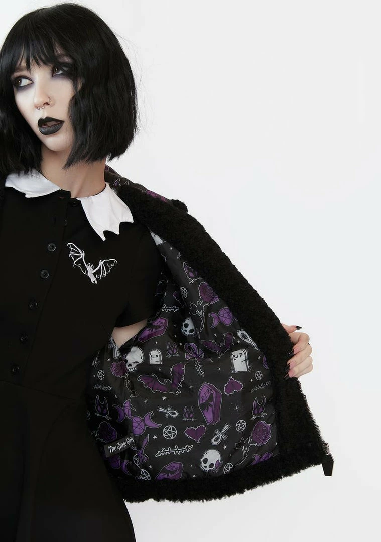 Wholesale ⭐ The Grave 👧 Girls Wings Of Doom Teddy Jacket Outerwear 🥰 7 The Grave Girls Wings Of Doom Teddy Jacket Outerwear