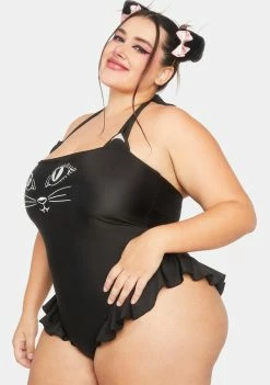 The Grave Girls Plus Divine Feline One Piece Swimsuit