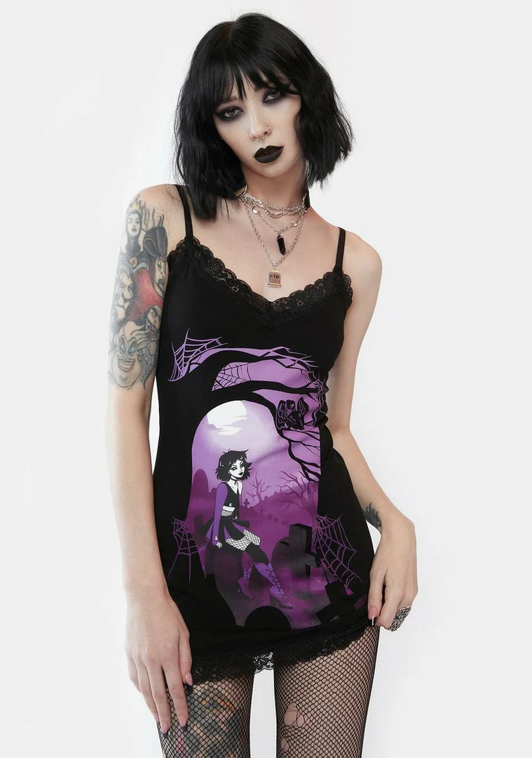 Cheap ๐ The Grave ๐ง Girls ๐ Dresses Crypt Cutie Graphic Cami ๐ Dress โญ 3 The Grave Girls Dresses Crypt Cutie Graphic Cami Dress