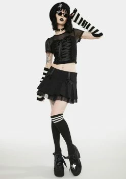 Buy 🌟 The Grave 👧 Girls Tops Cemetery Gates Lace Up Crop Top ✨ 8 The Grave Girls Tops Cemetery Gates Lace Up Crop Top