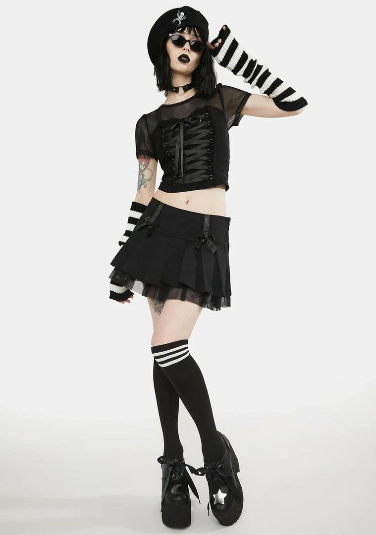 Buy 🌟 The Grave 👧 Girls Tops Cemetery Gates Lace Up Crop Top ✨ 5 The Grave Girls Tops Cemetery Gates Lace Up Crop Top