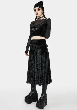 The Grave Girls Darkest Romance Velvet Midi Skirt