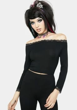 The Grave Girls Tops Line In A Song Crop Top