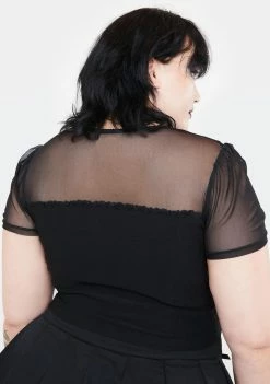 The Grave Girls Plus Cemetery Gates Lace Up Crop Top Tops