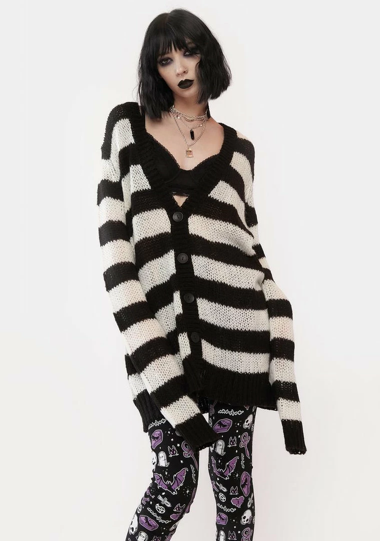 Discount 🔥 The Grave 👧 Girls Wicked Ways Striped Cardigan Tops ✔️ 3 The Grave Girls Wicked Ways Striped Cardigan Tops
