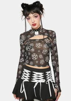 The Grave Girls Darkest Point Mesh Shrug Set Tops
