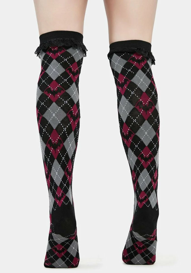 Best deal โจ The Grave ๐ง Girls Bat To School Knee-High ๐งฆ Socks ๐คฉ 5 The Grave Girls Bat To School Knee-High Socks