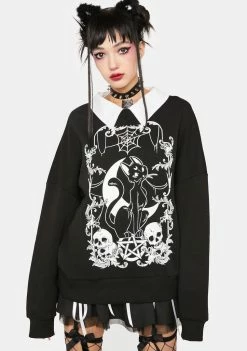 The Grave Girls Purrfect Match Collar Sweatshirt Tops