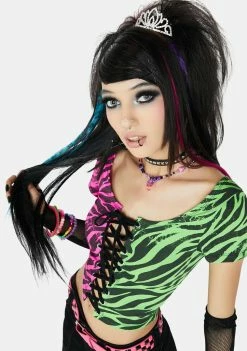 The Grave Girls Drop A Heart Two Tone Top Lace-Up Crop Top