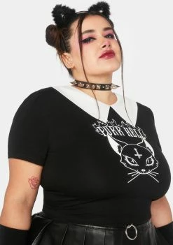 The Grave Girls Plus Purr Hell Crop Top