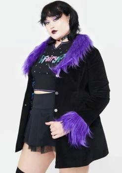 The Grave Girls Plus Fashion Forward Fairy Corduroy Jacket Faux Fur Jacket