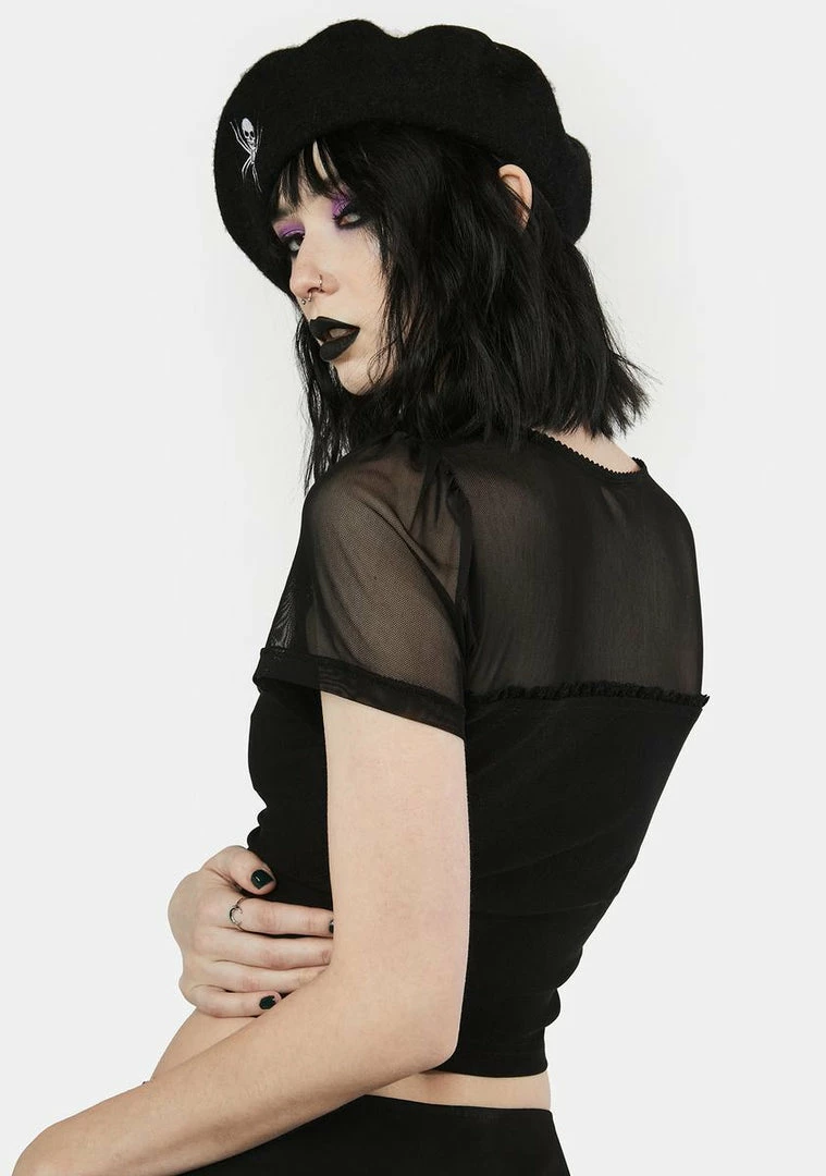 Buy 🌟 The Grave 👧 Girls Tops Cemetery Gates Lace Up Crop Top ✨ 6 The Grave Girls Tops Cemetery Gates Lace Up Crop Top