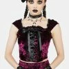 The Grave Girls Batty For You Velvet Top Corset Top