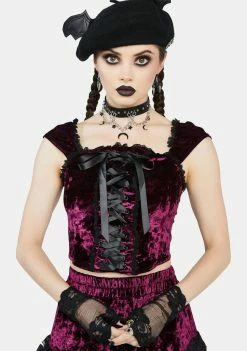 The Grave Girls Batty For You Velvet Top Corset Top