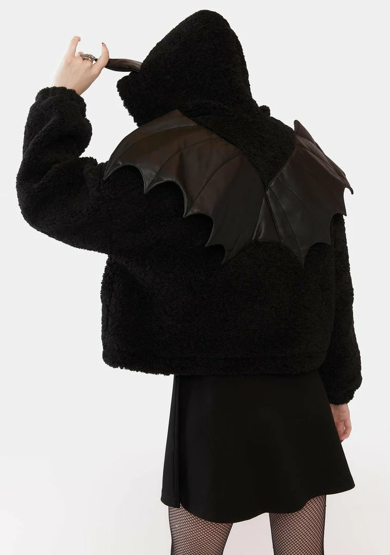 Wholesale ⭐ The Grave 👧 Girls Wings Of Doom Teddy Jacket Outerwear 🥰 3 The Grave Girls Wings Of Doom Teddy Jacket Outerwear