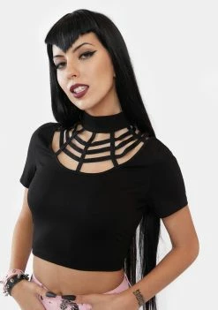 The Grave Girls Tops On The Web Mock Neck Top
