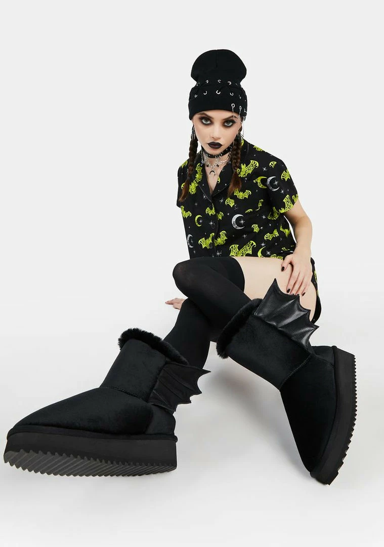 Coupon 🎉 The Grave 👧 Girls Bat To Worse Slipper 🥾 Boots 👏 5 The Grave Girls Bat To Worse Slipper Boots