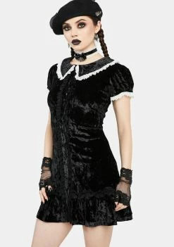 The Grave Girls For Life Velvet Mini Dress Babydoll Dresses