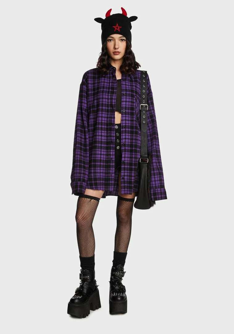 Flash Sale 🔔 The Grave 👧 Girls Cult Details Plaid 👕 Shirt 🌟 7 The Grave Girls Cult Details Plaid Shirt
