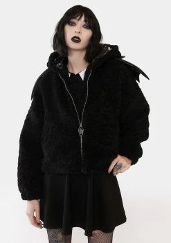 The Grave Girls Wings Of Doom Teddy Jacket Outerwear