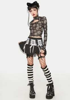 The Grave Girls Fur Real Twill Mini Skirt