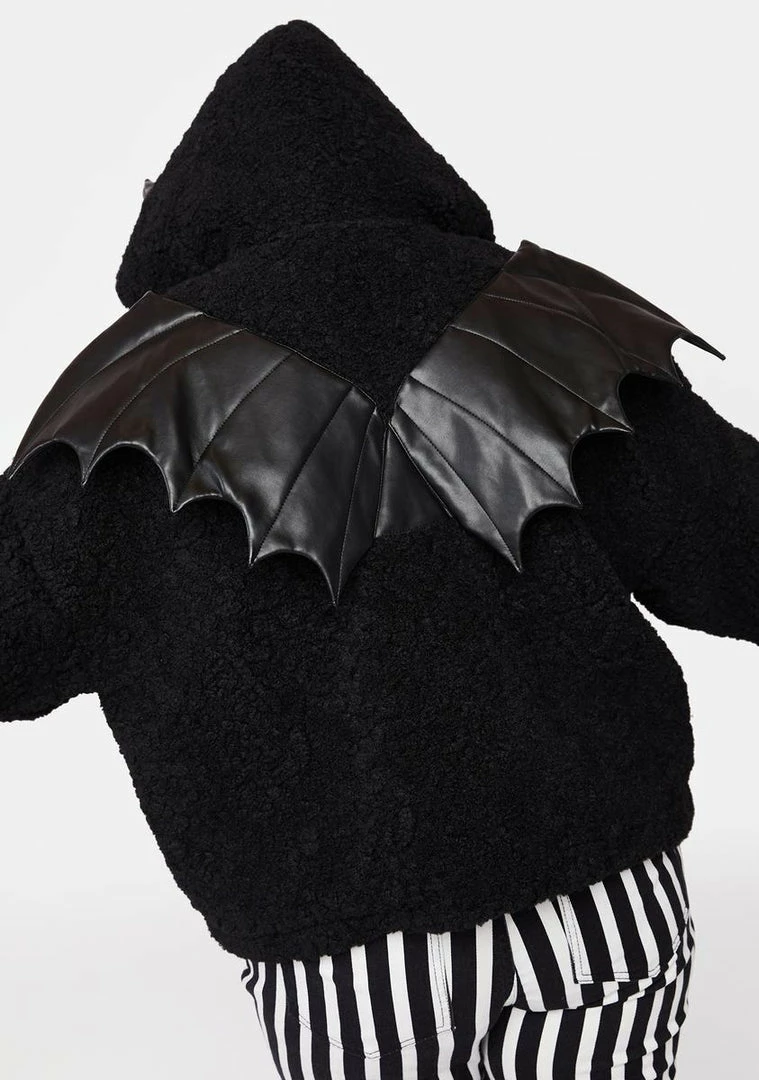 Best Sale 🔔 The Grave 👧 Girls Plus Wings Of Doom Teddy Jacket Outerwear 🥰 4 The Grave Girls Plus Wings Of Doom Teddy Jacket Outerwear