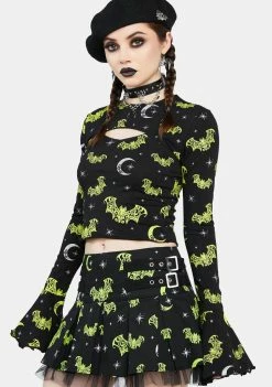 The Grave Girls Graphic Crop Top Nocturnal Behavior Shrug Set