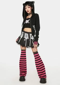 The Grave Girls Lace-Up Sweatshirts Fur Real Kitty Ear Hoodie