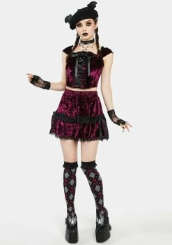 The Grave Girls Batty For You Velvet Top Corset Top