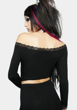 The Grave Girls Tops Line In A Song Crop Top