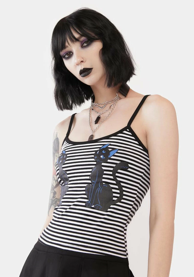 Best reviews of π₯ The Grave π§ Girls Purrrfect Moonlight Striped Tank Tops 𧨠4 The Grave Girls Purrrfect Moonlight Striped Tank Tops