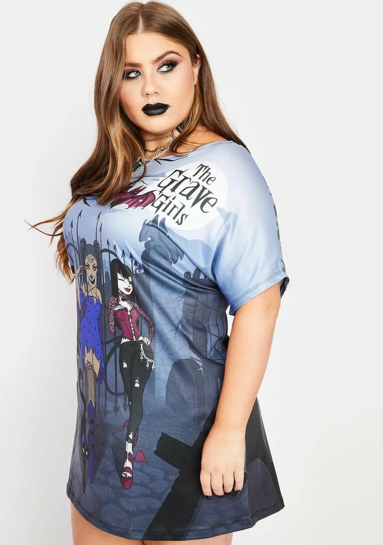 Flash Sale 🔔 The Grave 👧 Girls Plus Best Witches Oversized Graphic Tee Graphic T-Shirt 🔔 4 The Grave Girls Plus Best Witches Oversized Graphic Tee Graphic T-Shirt