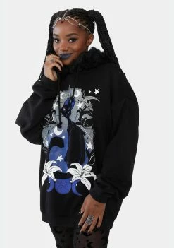 The Grave Girls Purrrfect Moonlight Graphic Hoodie Tops