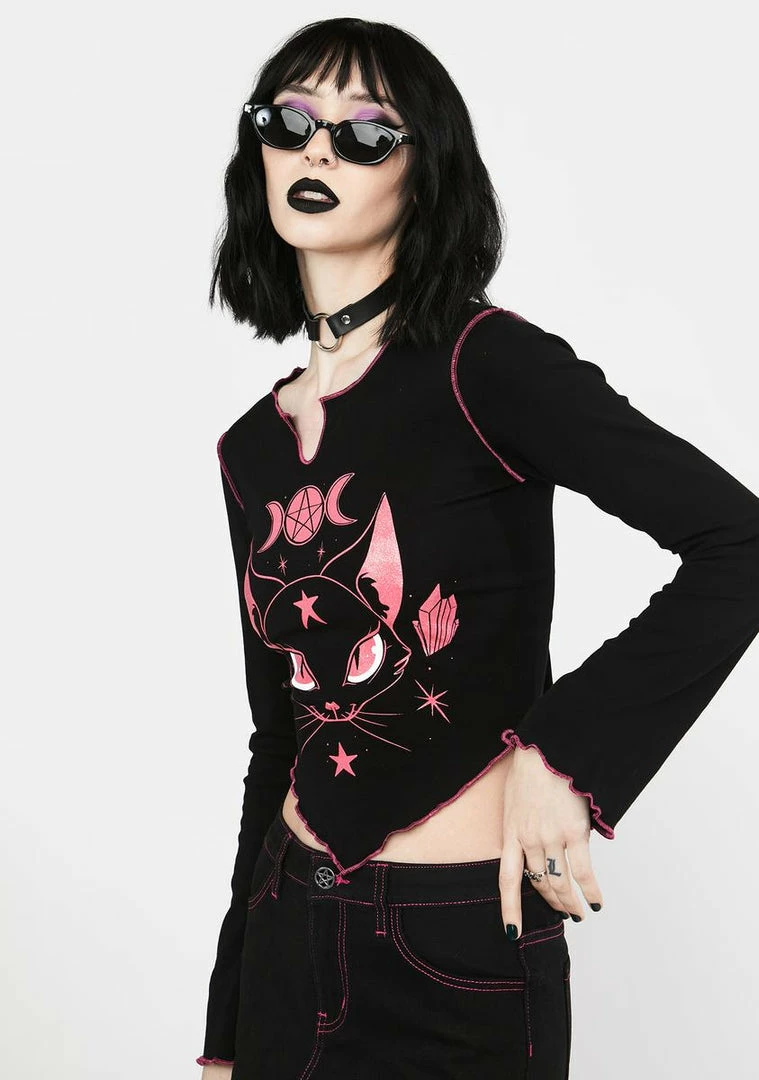 Best reviews of โ๏ธ The Grave ๐ง Girls Faerie Feline Long Sleeve Top ๐งจ 4 The Grave Girls Faerie Feline Long Sleeve Top