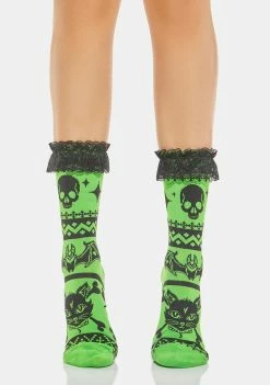 The Grave Girls Purred Away Ankle Socks