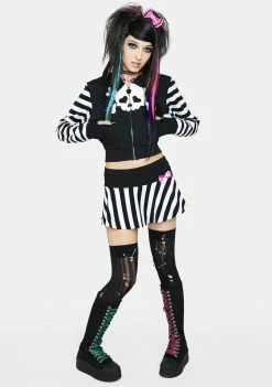 The Grave Girls Scene Stealer Striped Hoodie Pullover Hoodie
