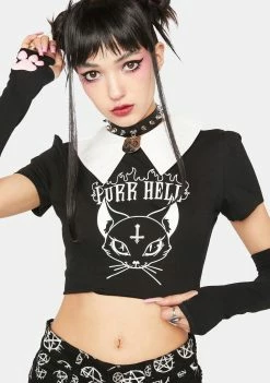 The Grave Girls Purr Hell Crop Top