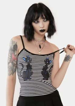The Grave Girls Purrrfect Moonlight Striped Tank Tops