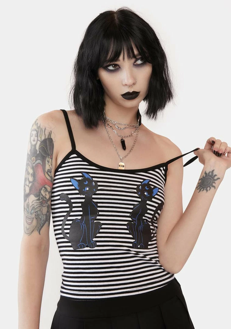 Best reviews of π₯ The Grave π§ Girls Purrrfect Moonlight Striped Tank Tops 𧨠3 The Grave Girls Purrrfect Moonlight Striped Tank Tops