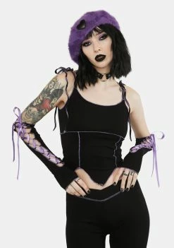 The Grave Girls Tank Crop Top Dark Trance Tank And Gloves Set