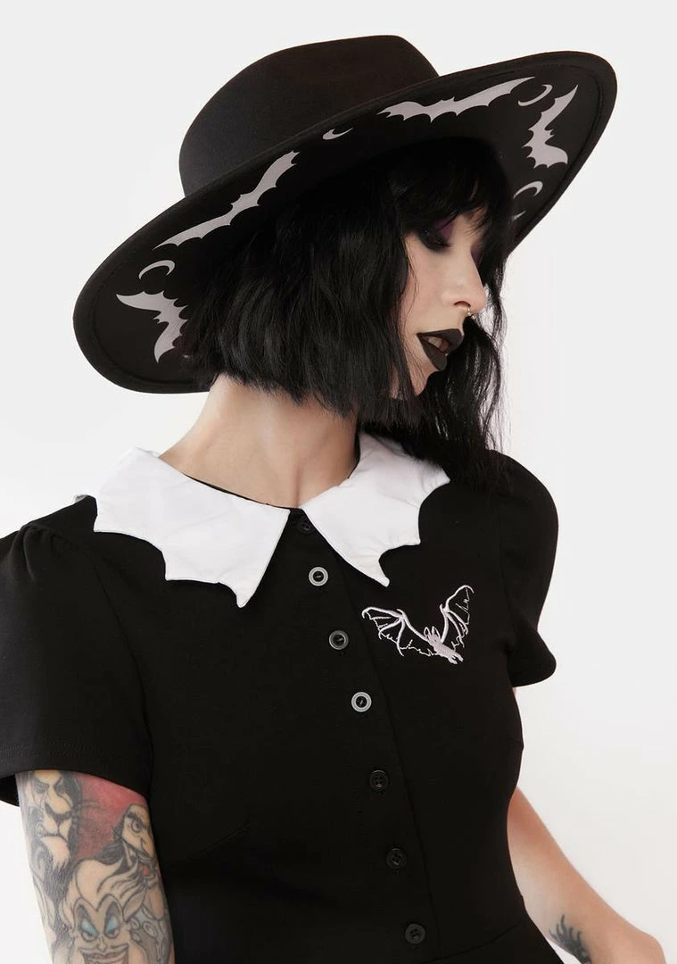 Best Sale ❤️ The Grave 👧 Girls Coven Girl Wide Brim Hat Hats ⭐ 3 The Grave Girls Coven Girl Wide Brim Hat Hats