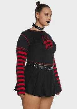 The Grave Girls Plus Snooze You Later Crop Top Long Sleeve Crop Top