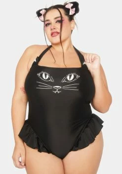 The Grave Girls Plus Divine Feline One Piece Swimsuit