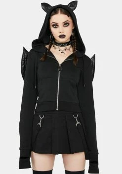 The Grave Girls Bat To Black Zip-Up Hoodie