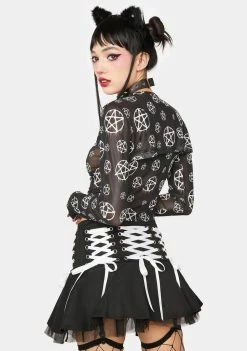 The Grave Girls Fur Real Twill Mini Skirt