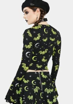 The Grave Girls Graphic Crop Top Nocturnal Behavior Shrug Set