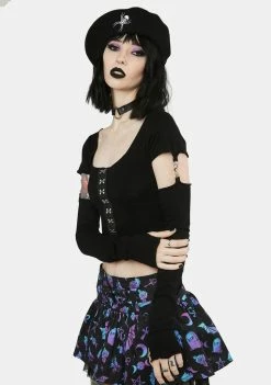 The Grave Girls Dark Mood Convertible Sleeve Top Long Sleeve Crop Top
