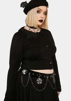 The Grave Girls Plus Just Wing It Collared Top