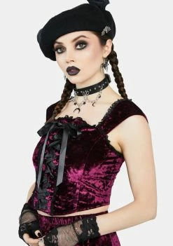 The Grave Girls Batty For You Velvet Top Corset Top